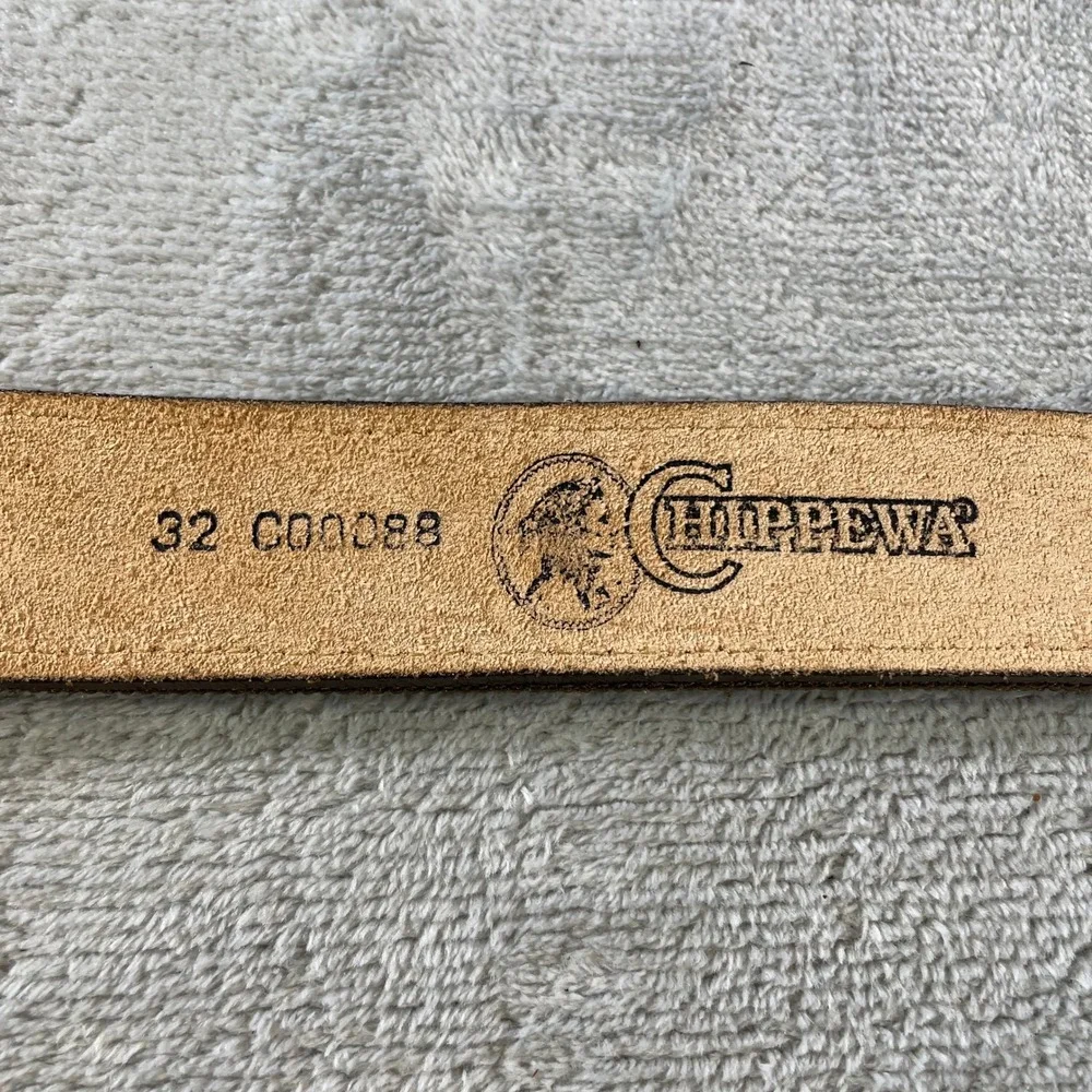 Chippewa Belt Mens 32 Leather Canvas Webbing Brown Olive USA C00088